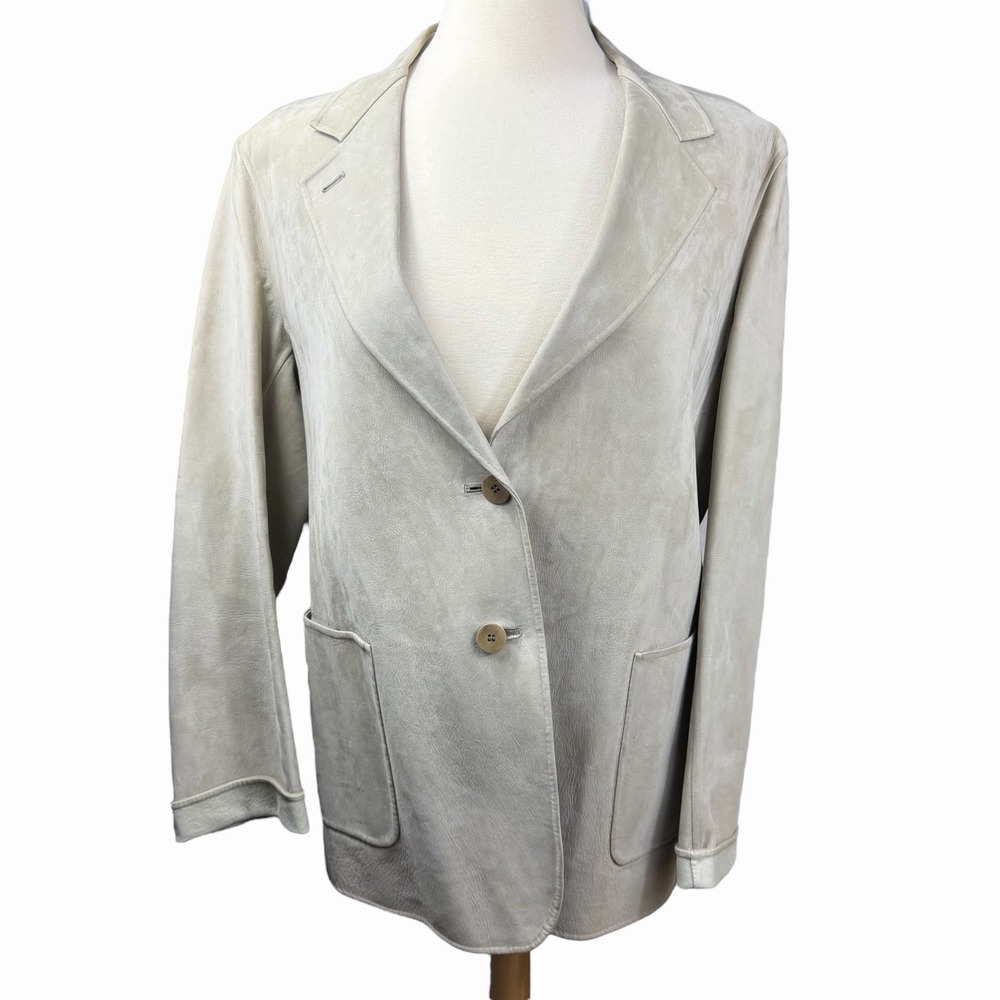 VTG Donna Karan Collection Women's Jacket Blazer Sz 12 100% Calfskin Suede Power